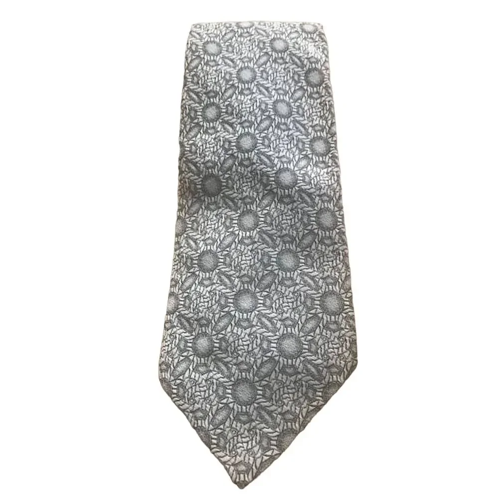 Vintage Wide White and Black Tie, Geometric Print Tie, Monsieur Cravatieur Tie